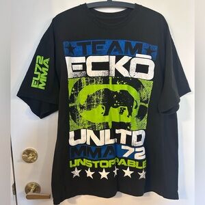 Ecko Unlimited MMA 72 Black Tee with Green and Blue Graphic size 2XL